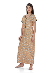 Evolove Women's 100%RAYON Printed Maxi Nightgown Long Nighty Sleepwear for Ladies Super Soft Comfortable Design