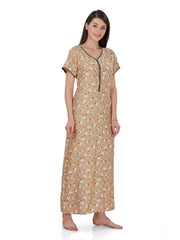 Evolove Women's 100%RAYON Printed Maxi Nightgown Long Nighty Sleepwear for Ladies Super Soft Comfortable Design