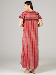 Women’s Cotton Ankle Length Nightgown with Round Neck (LNGCO3046RU)
