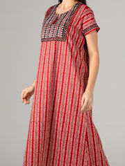 Women’s Cotton Ankle Length Nightgown with Round Neck (LNGCO3046RU)