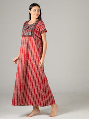 Women’s Cotton Ankle Length Nightgown with Round Neck (LNGCO3046RU)