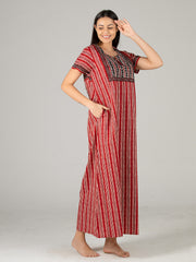 Women’s Cotton Ankle Length Nightgown with Round Neck (LNGCO3046RU)