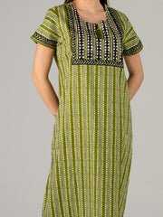 Evolove Women's 100% Cotton Printed Maxi Nighty Sleepwear Super Comfortable & Soft Cotton