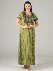 Evolove Women's 100% Cotton Printed Maxi Nighty Sleepwear Super Comfortable & Soft Cotton