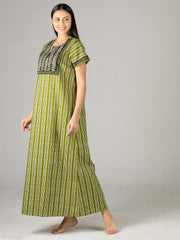 Evolove Women's 100% Cotton Printed Maxi Nighty Sleepwear Super Comfortable & Soft Cotton