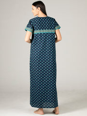 Evolove Women's 100% Cotton Printed Maxi Nighty Sleepwear Super Comfortable & Soft Cotton
