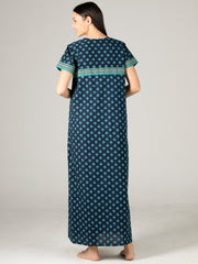 Evolove Women's 100% Cotton Printed Maxi Nighty Sleepwear Super Comfortable & Soft Cotton
