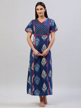 Evolove Women's 100% Cotton Printed Maxi Nightgown Long Nighty Sleepwear for Ladies Super Soft Comfortable Design (LNGCO3143MD-P)