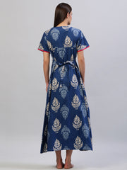 Evolove Women's 100% Cotton Printed Maxi Nightgown Long Nighty Sleepwear for Ladies Super Soft Comfortable Design (LNGCO3143MD-P)