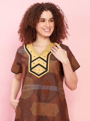 100% Cotton Supersoft with Embroidery Nighty with Pocket, Most Comfortable