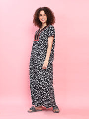 100% Cotton Supersoft with Embroidery Nighty with Pocket, Most Comfortable.