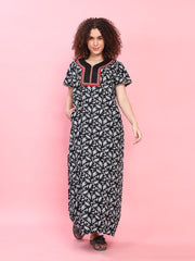 100% Cotton Supersoft with Embroidery Nighty with Pocket, Most Comfortable.