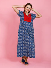 100% Cotton Nighty with Side Pocket | Printed.
