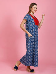 100% Cotton Nighty with Side Pocket | Printed.