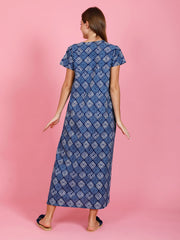 100% Cotton Nighty with Side Pocket | Printed.