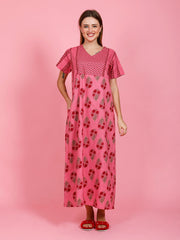 100% Cotton Nighty with Side Pocket | Printed.