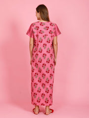 100% Cotton Nighty with Side Pocket | Printed.