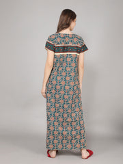 100% Cotton Nighty with Side Pocket | Printed