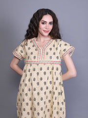 100% Cotton Nighty with Side Pocket | Printed