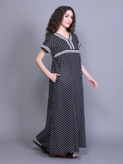100% Cotton Nighty with Side Pocket | Printed.