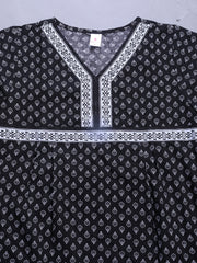 100% Cotton Nighty with Side Pocket | Printed