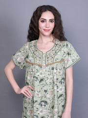 100% Cotton Nighty with Side Pocket | Printed..