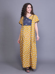 100% Cotton Nighty with Side Pocket | Printed