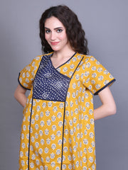 100% Cotton Nighty with Side Pocket | Printed