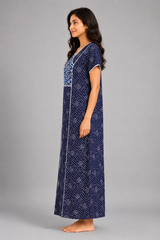 Evolove Women’s 100% Cotton Printed Long Nightgown | Soft & Comfortable Full-Length Night gown ( LNGCO3538NY )