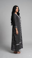 Evolove x Farasha Butterfly Cotton Maxi Nightdress for Women | Flared Long Nightgown with 3/4 Sleeves | Soft & Comfortable Cotton Nightwear ( LNGCO3551BK )