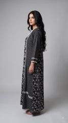 Evolove x Farasha Butterfly Cotton Maxi Nightdress for Women | Flared Long Nightgown with 3/4 Sleeves | Soft & Comfortable Cotton Nightwear ( LNGCO3551BK )