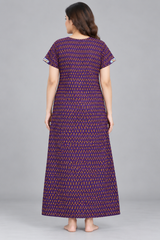 Evolove x Baghban 100% Pure Cotton For Comfort | Traditional Motif Print Soft & Comfortable Nightgown for Women | Cotton Maxi Nighty & Sleepwear (LNGCO3564LR)