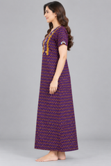 Evolove x Baghban 100% Pure Cotton For Comfort | Traditional Motif Print Soft & Comfortable Nightgown for Women | Cotton Maxi Nighty & Sleepwear (LNGCO3564LR)