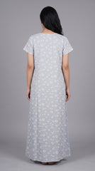 Evolove X Venus Women's Premium Soft Rayon Slub Fabric Long Nightgown | Breathable Lightweight Printed Nighty | Half Sleeve Comfortable Sleepwear & Loungewear (LNGRS3533LB )