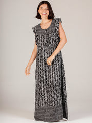 Premium Rayon Long Nightgown for Women – Soft Breathable Printed Nightdress