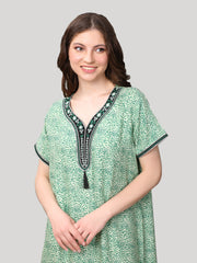 Evolove Women's Rayon All Over Print Maxi Nighty