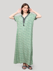 Evolove Women's Rayon All Over Print Maxi Nighty