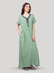 Evolove Women's Rayon All Over Print Maxi Nighty