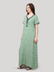 Evolove Women's Rayon All Over Print Maxi Nighty