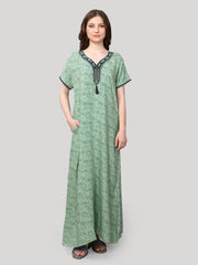Evolove Women's Rayon All Over Print Maxi Nighty