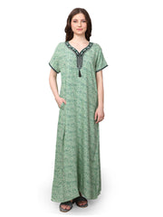 Evolove Women's Rayon All Over Print Maxi Nighty