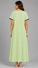 Women’s Cotton Printed Maxi Nightgown | Comfortable Loose Fit Long Night Dress | Soft Breathable Nightwear with Short Sleeves