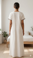 Women’s Cotton Printed Maxi Nightgown | Comfortable Loose Fit Long Night Dress | Soft Breathable Nightwear with Short Sleeves