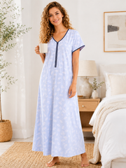 TENCEL™ × Bamboo Luxury Fabric – long nightgown Ultra-Soft, Silky, Breathable & Eco-Friendly. Our most comfortable ever in tonal embroideries for that minimal look,