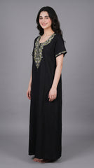 Women's Designer Kashmiri Embroidered Long Nightgown | Premium Bizzy Lizzy Fabric | Full Length Maxi Nighty | Soft, Breathable & Comfortable Sleepwear | Daily Wear & Lounge Wear