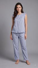 Evolove X Venus Women's Premium Soft Rayon Pajama Set | Breathable Printed Night Suit | Half Sleeve Top & (NPSRY3506BL)