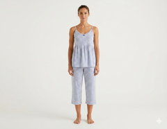 Evolove X Venus Women's Premium Soft Rayon Capri Set | Breathable Printed Night Suit | Half Sleeve Top & Capri Bottom | Soft Everyday Loungewear & Sleepwear ( NCSRY3507BL)