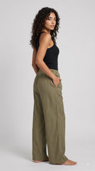 Evolove Aero Soft Women's Olive Green Wide Leg Pyjama | Relaxed Fit Lounge Pants with Elasticated Waist & Drawstring | Sleepwear & Loungewear