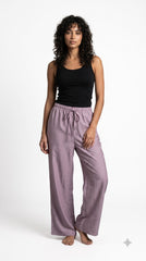 Evolove Aero Soft Women's Lavender Wide Leg Pyjama | Relaxed Fit Lounge Pants with Elasticated Waist & Drawstring | Comfortable Sleepwear