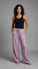 Evolove Aero Soft Women's Lavender Wide Leg Pyjama | Relaxed Fit Lounge Pants with Elasticated Waist & Drawstring | Comfortable Sleepwear